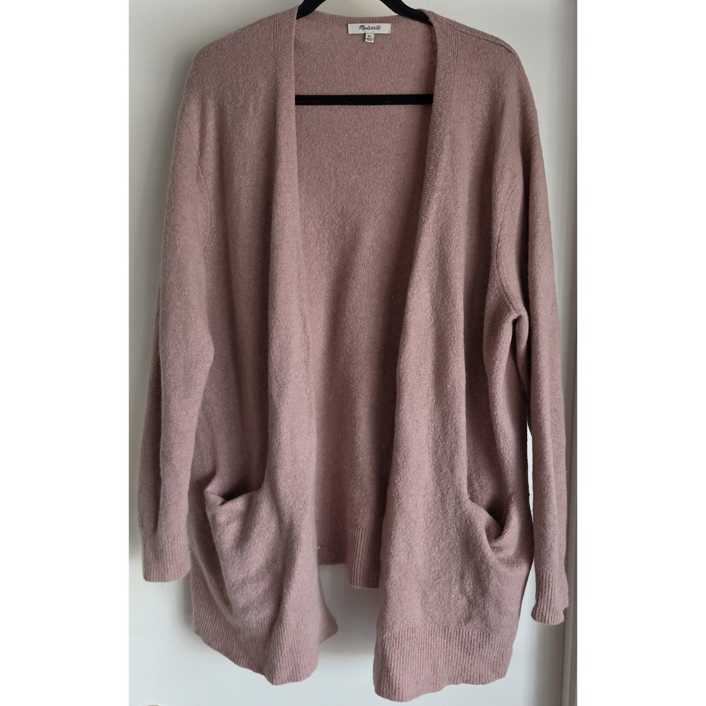 Madewell Cardigan XL Pink Collared Long Sleeve Merino Wool Alpaca Classic